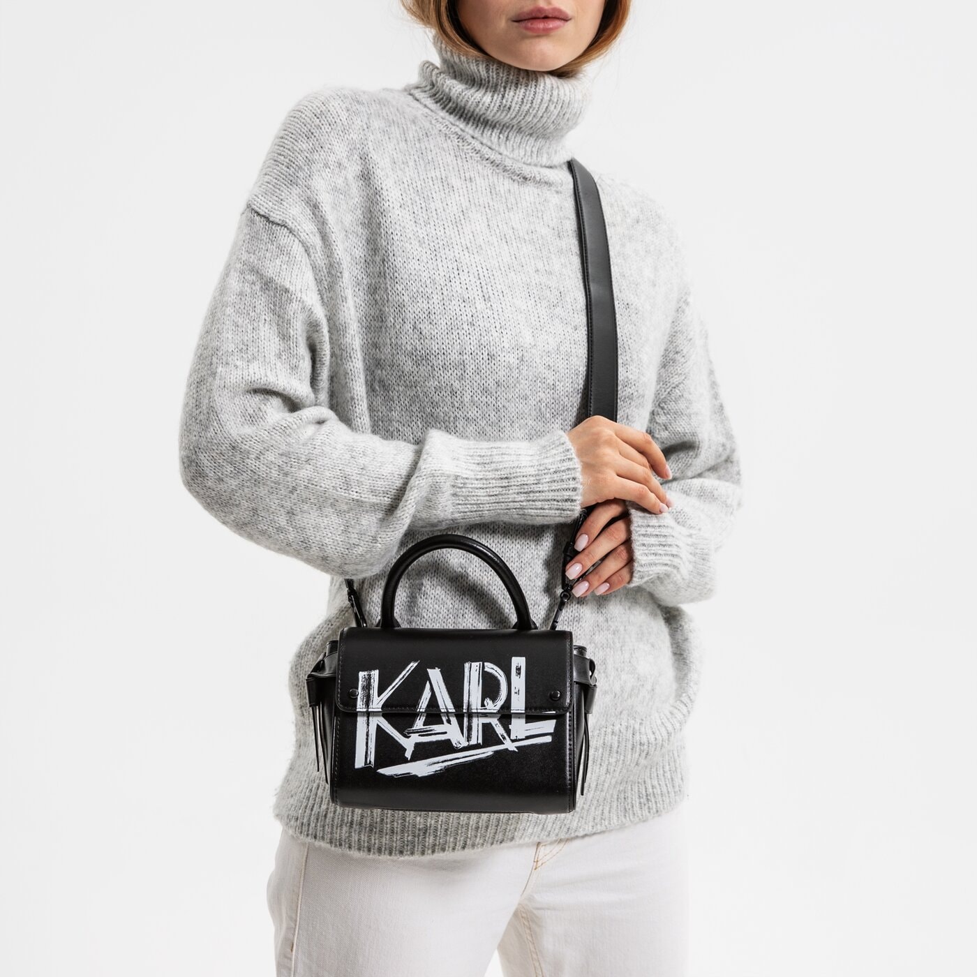 Damska torebka KARL LAGERFELD TOREBKA KIKON MINI PRINT DECO TOP H 216w3007998black kolor biały