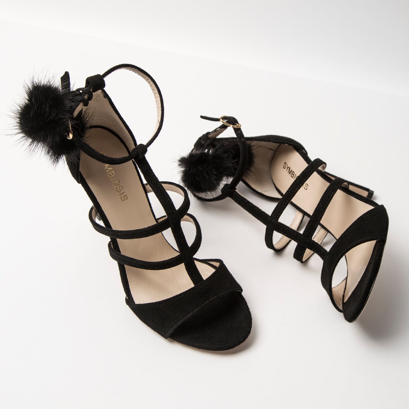 Damskie sandały SYMBIOSIS FELICITY FUR SANDALS CZARNE 1104002 kolor czarny