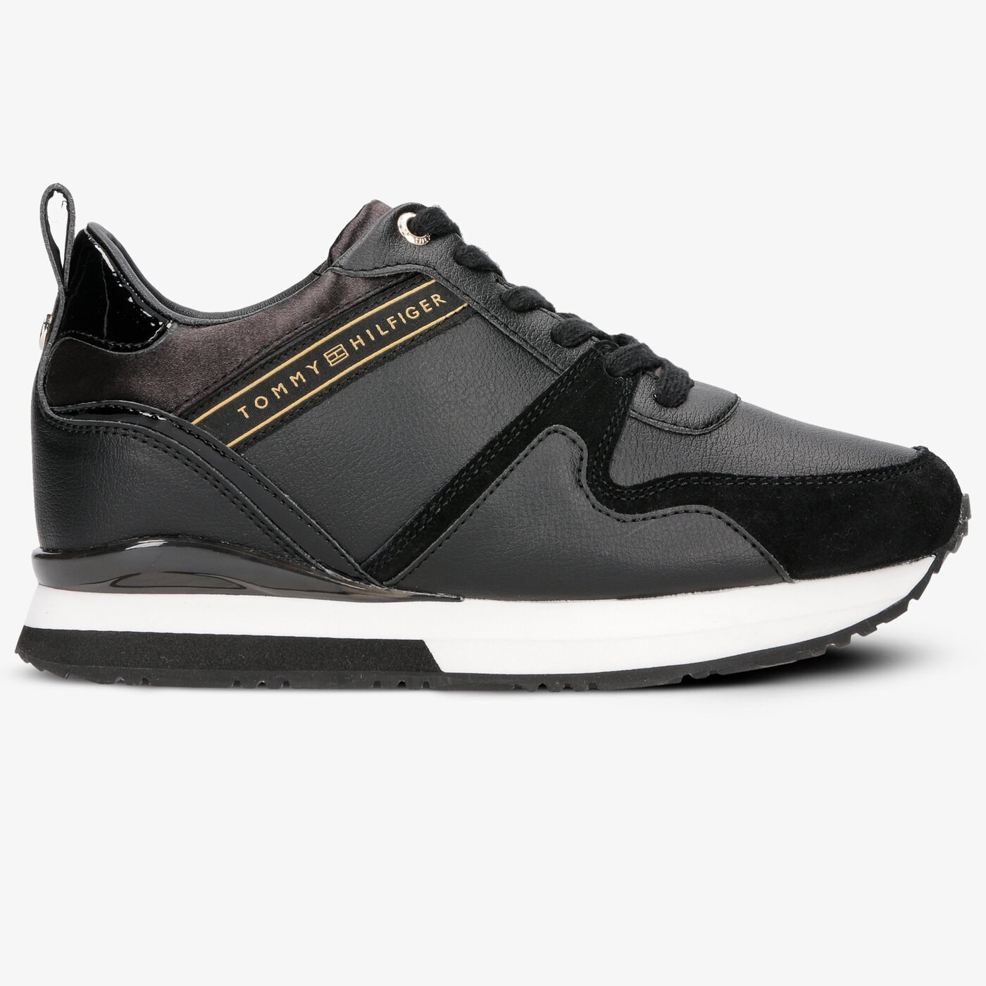 Damskie sneakersy (buty) TOMMY HILFIGER IRIDESCENT WEDGE SNEAKER fw0fw04130990 kolor czarny