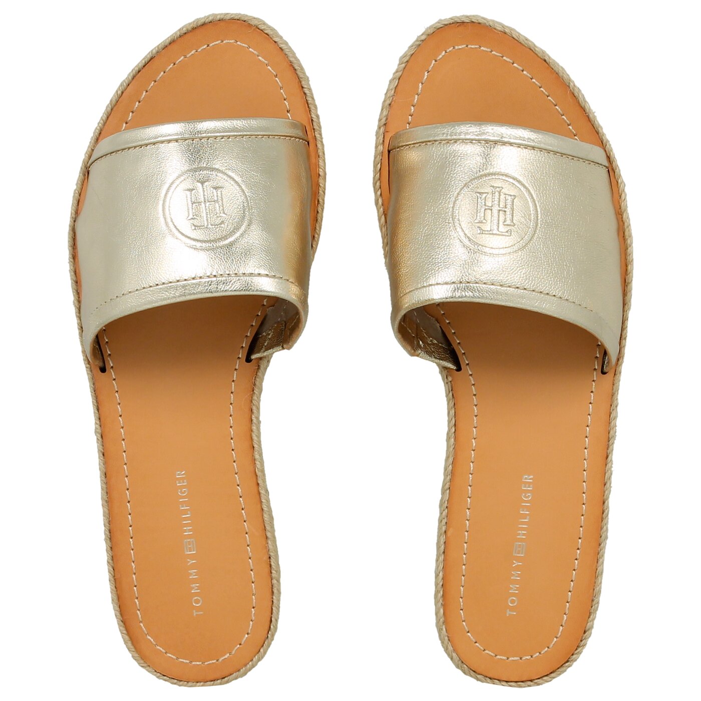 Damskie klapki TOMMY HILFIGER METALLIC FLAT MULE fw0fw02224709 kolor złoty