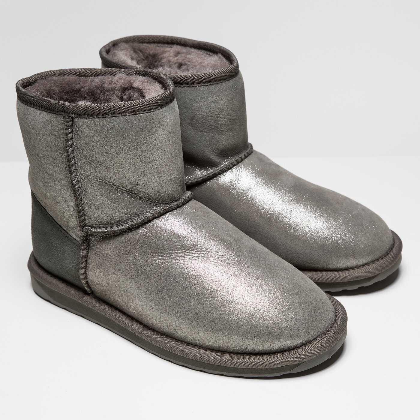 Damskie botki / sztyblety EMU STINGER METALLIC MINI w11378charcoal kolor szary