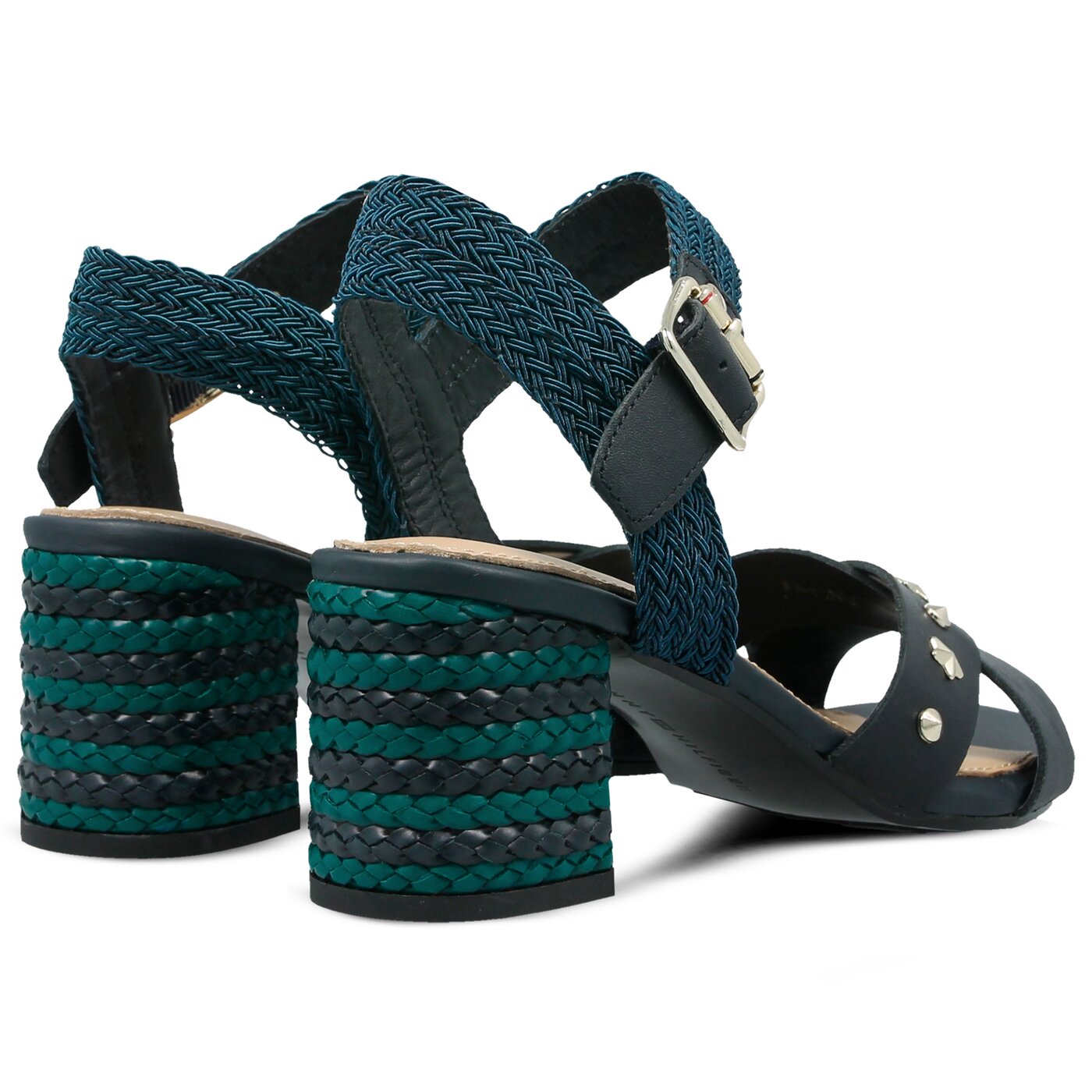 Damskie sandały TOMMY HILFIGER MID HEEL SANDAL STAR STUDS fw0fw02819403 kolor granatowy