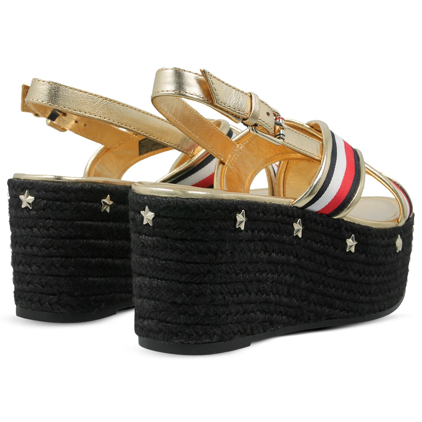 Damskie sandały TOMMY HILFIGER CORPORATE RIBBON FLATFORM SANDAL fw0fw02527020 kolor złoty