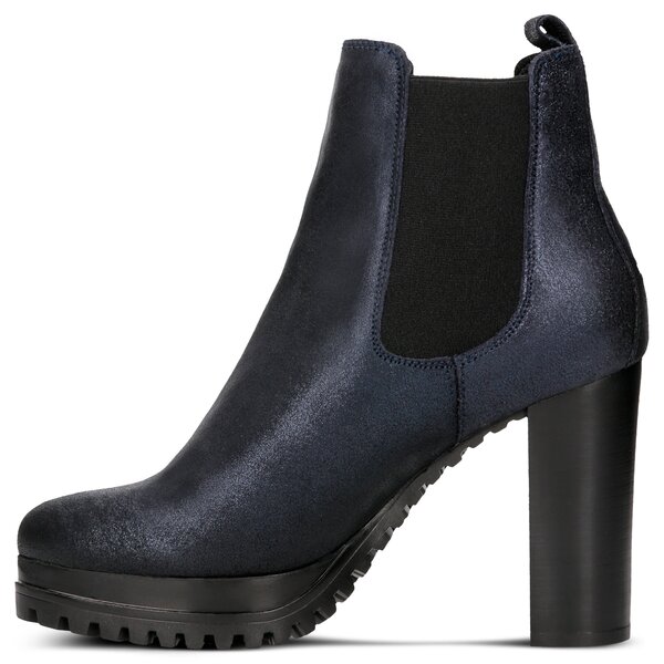 Damskie botki / sztyblety TOMMY HILFIGER METALLIC HEELED CHELSEA BOOT en0en00250403 kolor granatowy