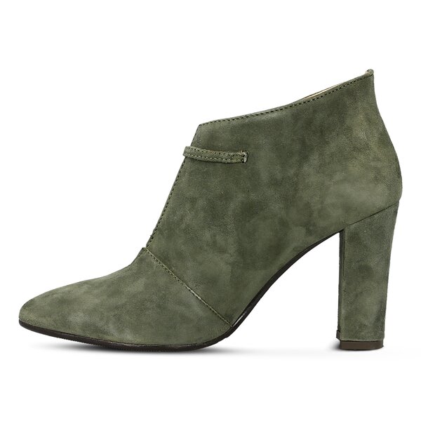 Damskie botki / sztyblety SYMBIOSIS BOTEK DAENERYS WELUR CIEMNA ZIELEŃ ZAMSZ KHAKI 989990 kolor khaki