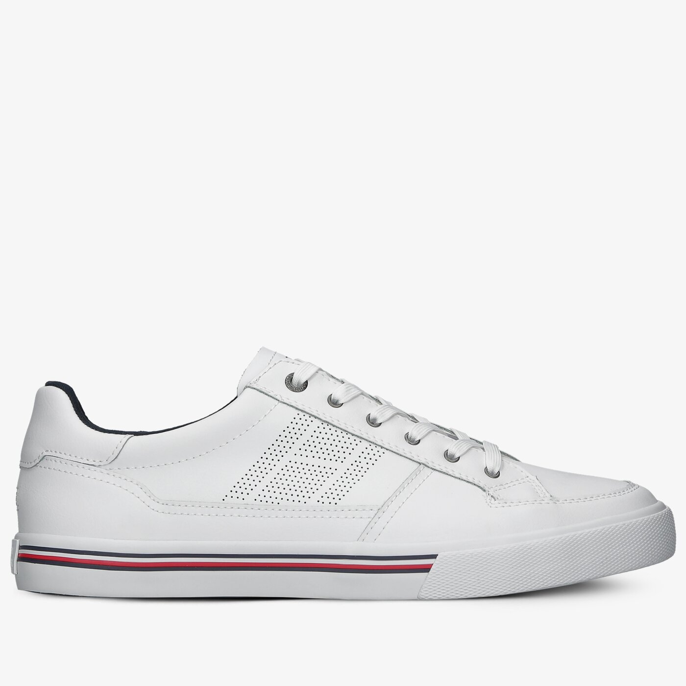 Męskie trampki TOMMY HILFIGER CORE CORPORATE LEATHER SNEAKER fm0fm03393ybr kolor biały
