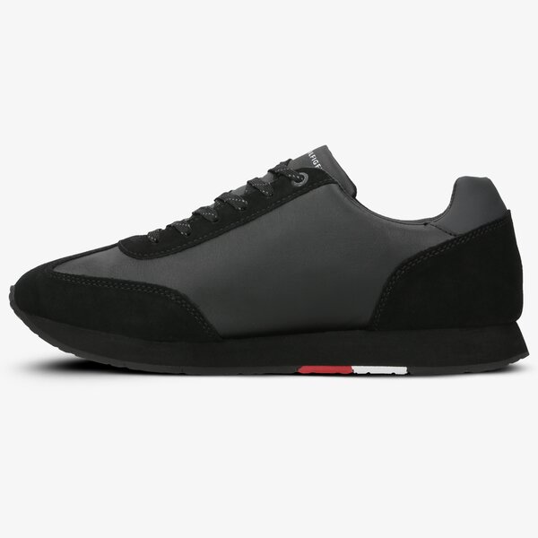 Męskie sneakersy (buty) TOMMY HILFIGER CORPORATE LEATHER FLAG RUNNER fm0fm02380990 kolor czarny