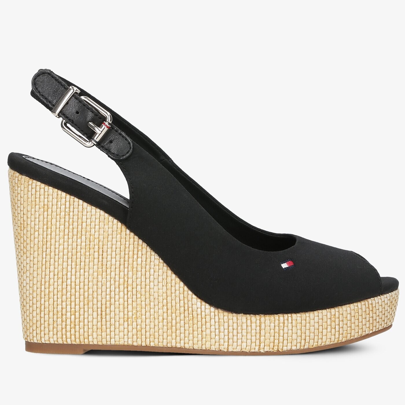 Damskie sandały TOMMY HILFIGER ICONIC ELENA SLING BACK WEDGE fw0fw04789bds kolor czarny