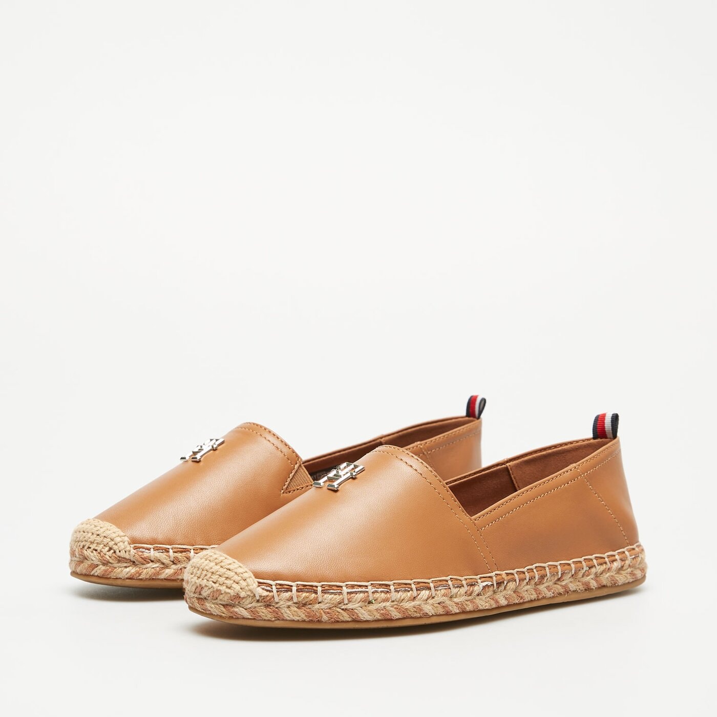 Damskie espadryle TOMMY HILFIGER TH LEATHER FLAT ESPADRILLE fw0fw07720gu9 kolor brązowy