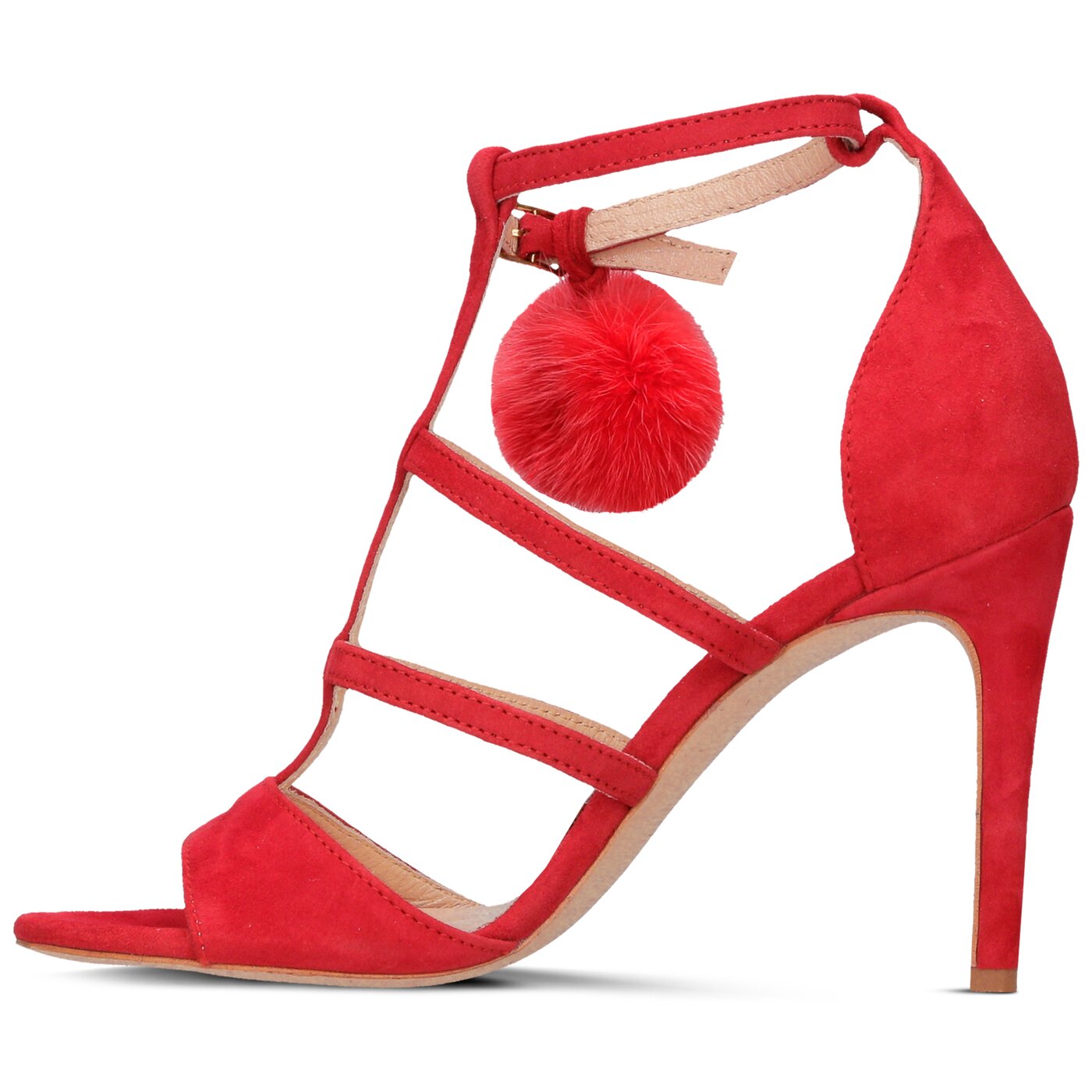 Damskie sandały SYMBIOSIS FELICITY FUR SANDALS CZERWONE 1104134 kolor czerwony