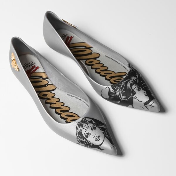 Damskie baleriny (buty) MELISSA GLAM + WONDER WOMAN 3222019577 kolor srebrny