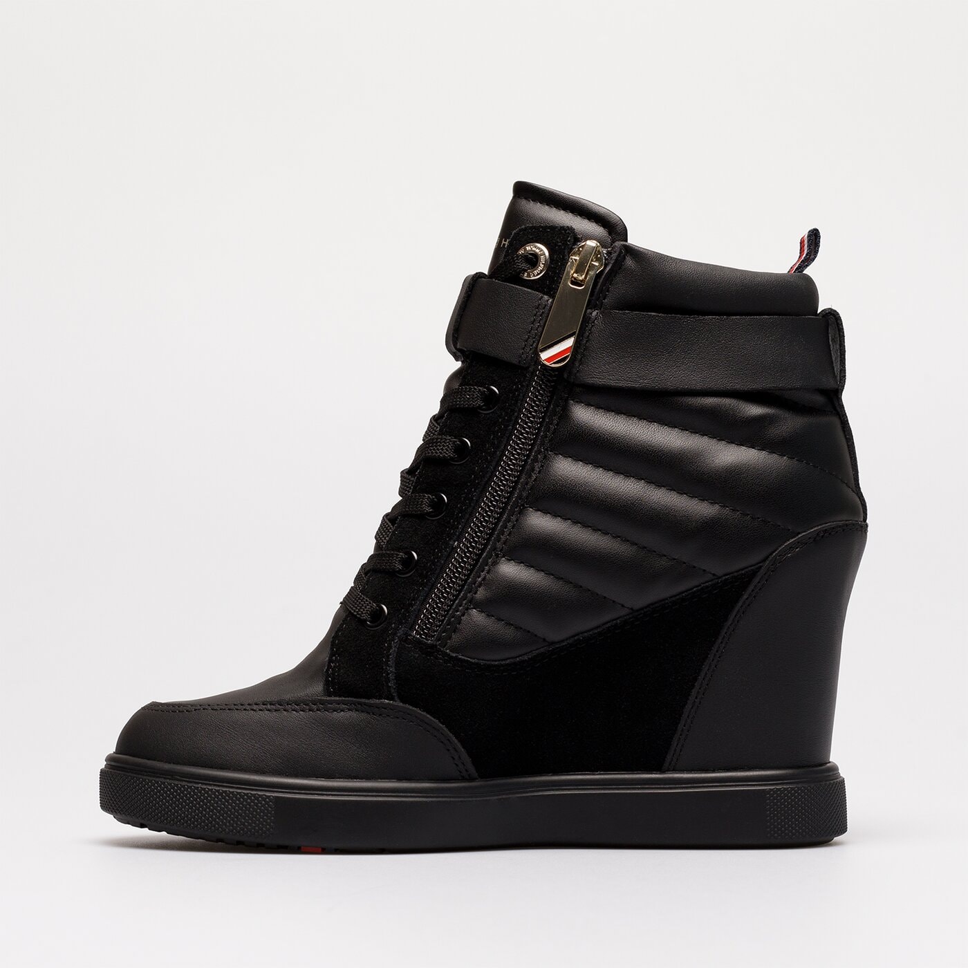 Damskie sneakersy (buty) TOMMY HILFIGER WEDGE SNEAKER BOOT fw0fw06752bds kolor czarny