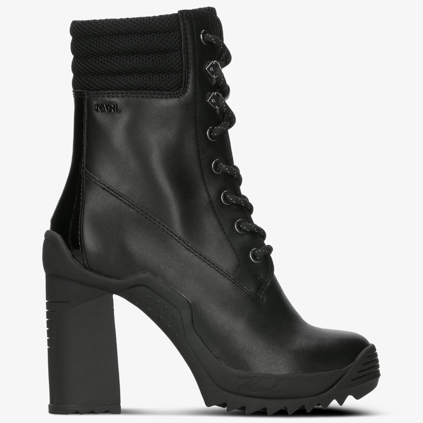 Damskie botki / sztyblety KARL LAGERFELD VOYAGE III ANKLE LACE BOOT kl30155000 kolor czarny