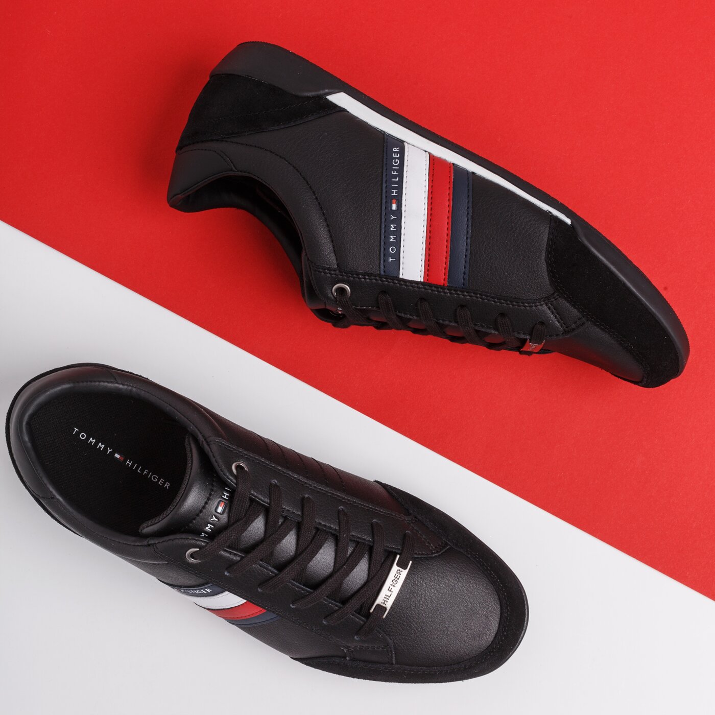 Męskie sneakersy (buty) TOMMY HILFIGER CORPORATE MATERIAL MIX CUPSOLE fm0fm02665bds kolor czarny