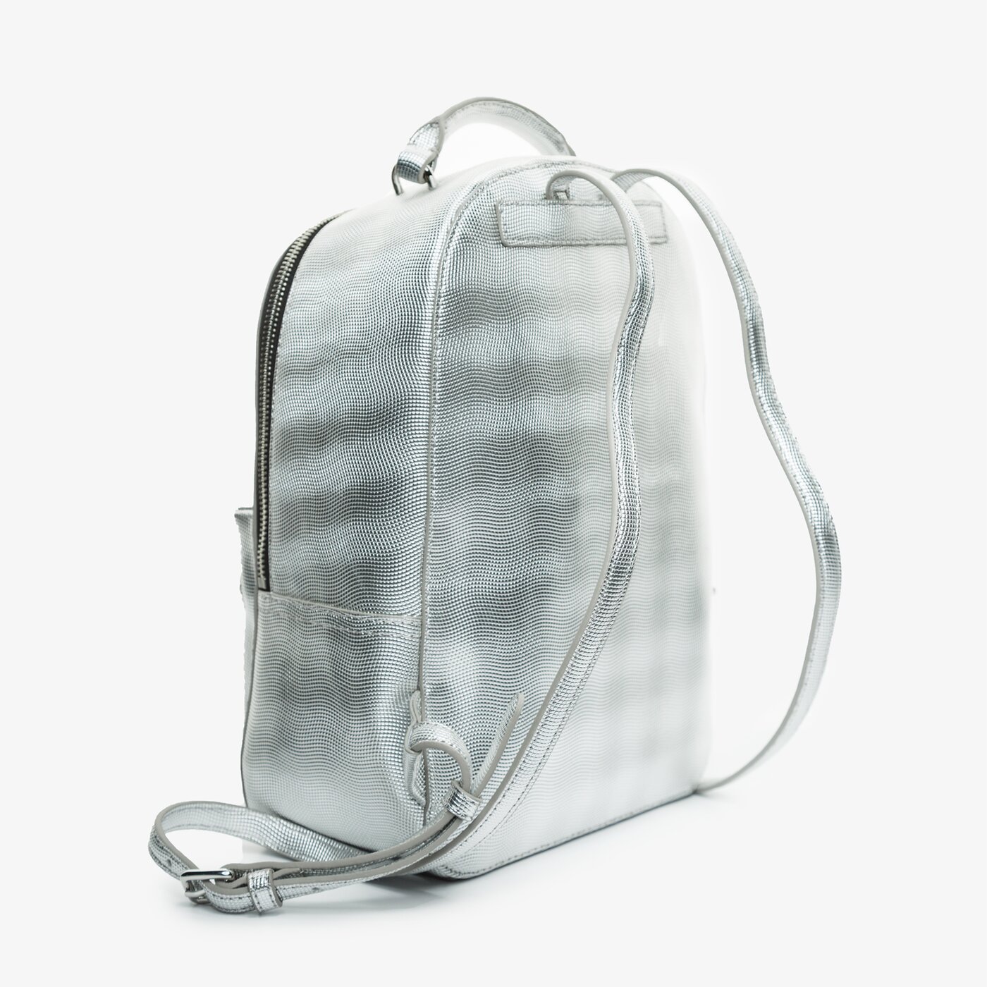 Damski plecak TOMMY HILFIGER PLECAK TJW FEMME PU BACKPACK METALIC aw0aw098640im kolor srebrny