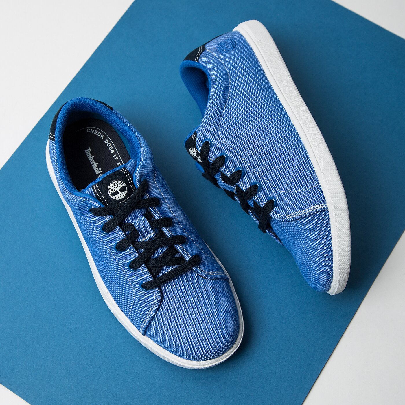 Dziecięce sneakersy (buty) TIMBERLAND GROVETON CANVAS OXFORD a1ih4 kolor niebieski