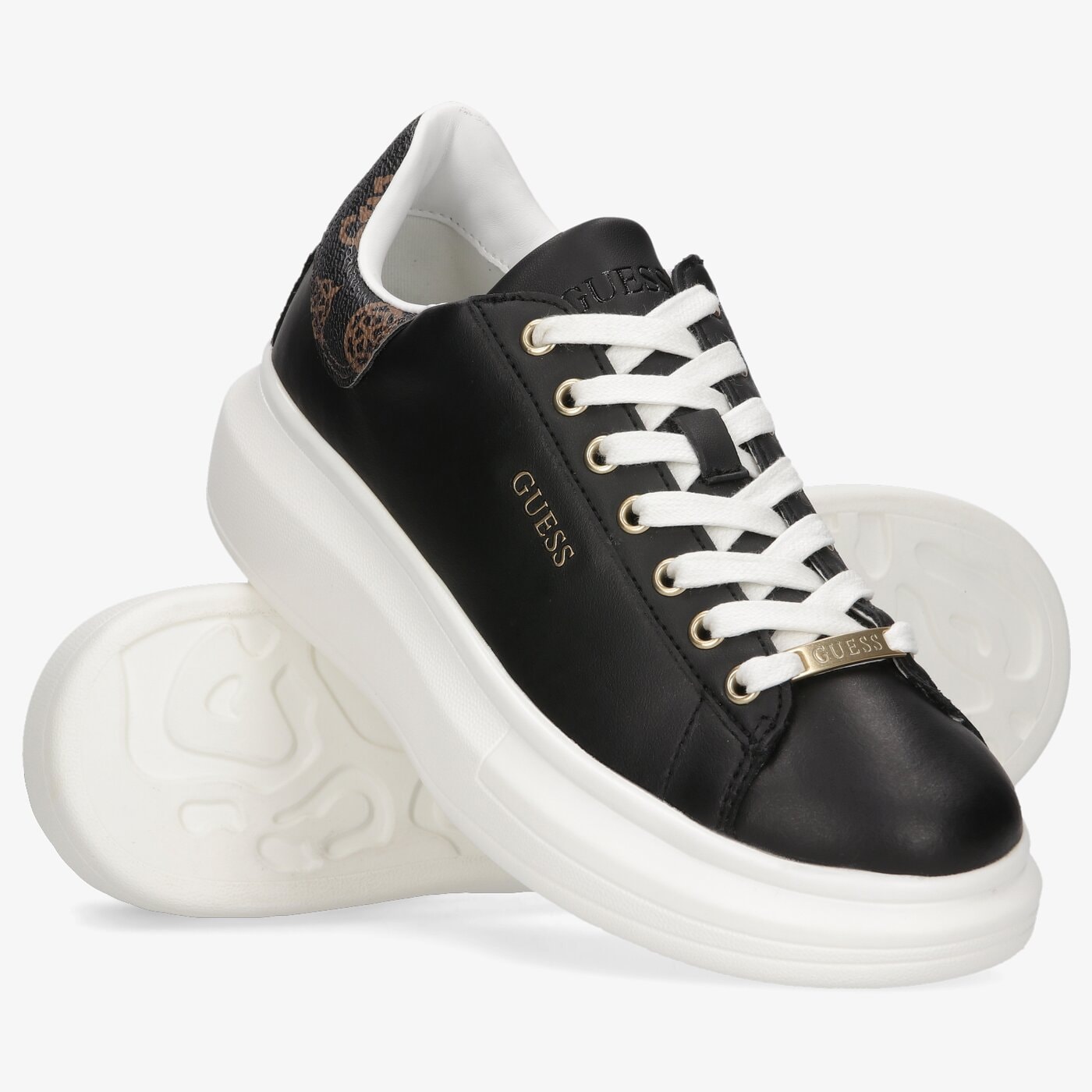 Damskie sneakersy (buty) GUESS SALERNO fl7salfal12blkbr kolor czarny