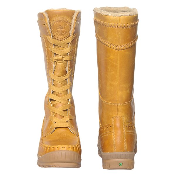 Damskie buty outdoor (trekkingowe) TIMBERLAND EK MOUNT HOLLY ALL LTHR TALL LACE BOOT 18645 kolor żółty