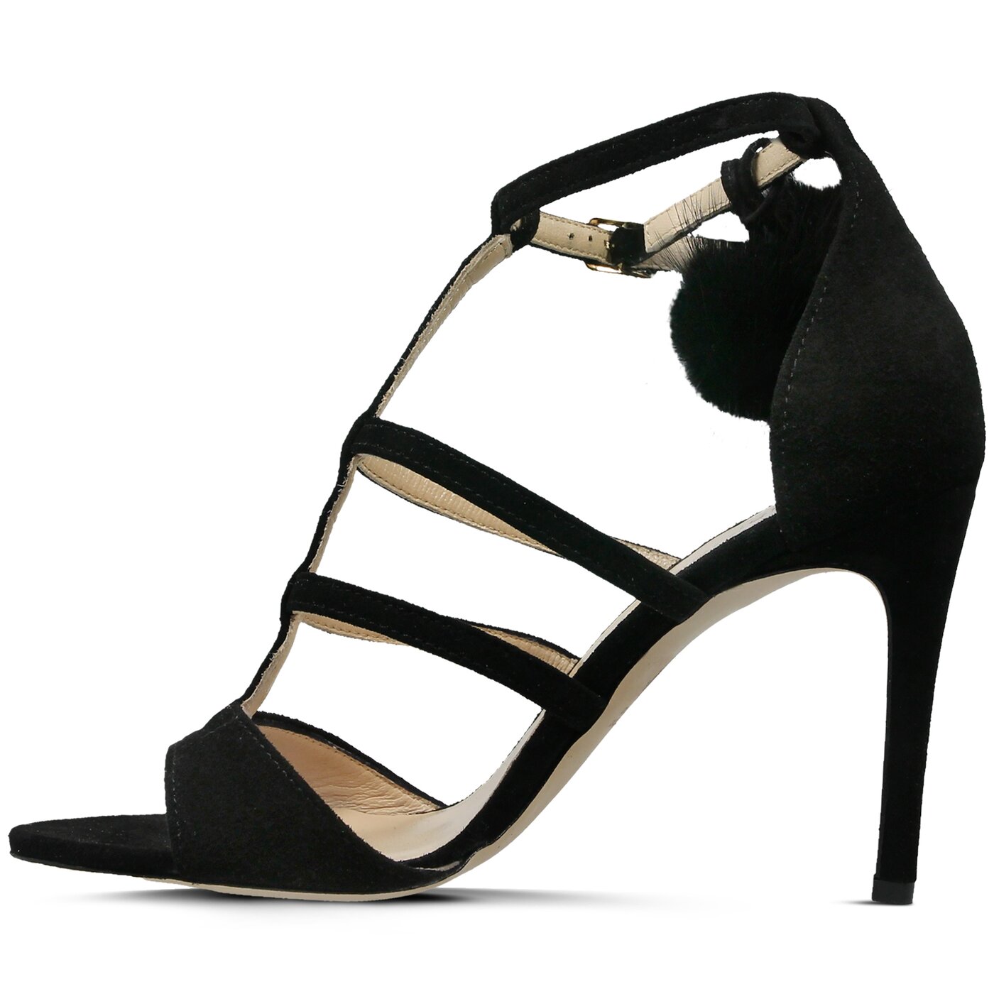 Damskie sandały SYMBIOSIS FELICITY FUR SANDALS CZARNE 1104002 kolor czarny