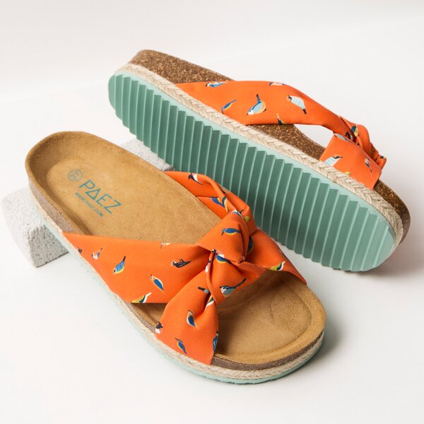 Damskie klapki PAEZ BIO FOULARD SANDAL PRINT SOUZA BIRDS ORANGE 1832705s00-603 kolor pomarańczowy