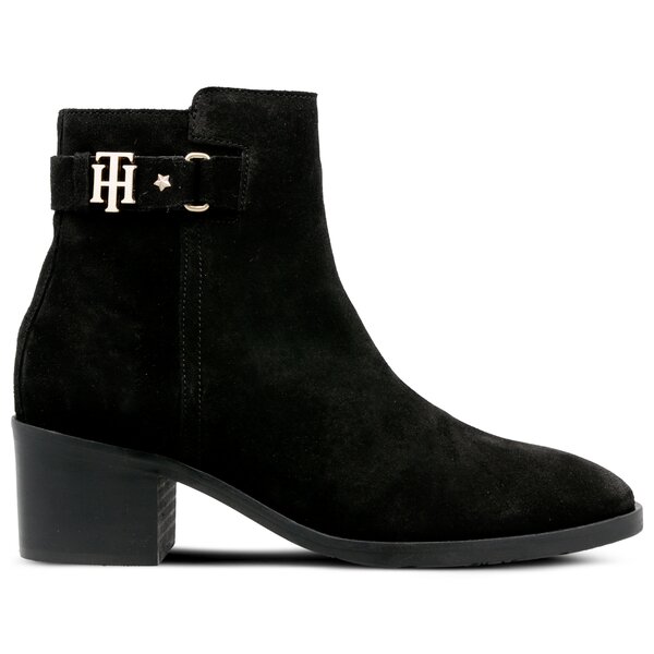 Damskie botki / sztyblety TOMMY HILFIGER TH BUCKLE MID HEEL BOOT SUEDE fw0fw03629990 kolor czarny