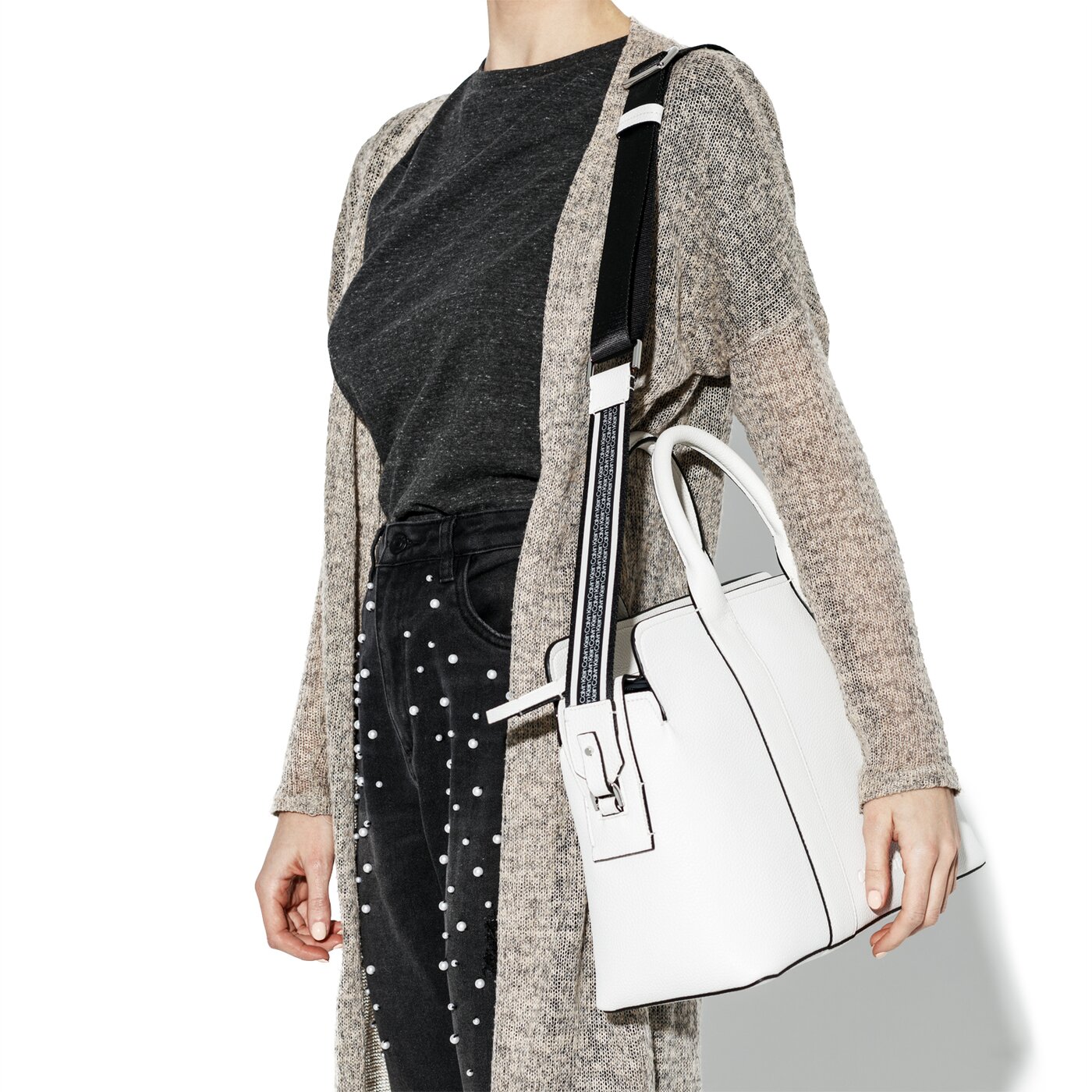 Damska torebka CALVIN KLEIN TOREBKA RACE TOTE k60k604882102 kolor biały