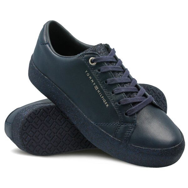 Damskie trampki TOMMY HILFIGER SPARKLE OUTSOLE GLITTER SNEAKER fw0fw02798403 kolor granatowy