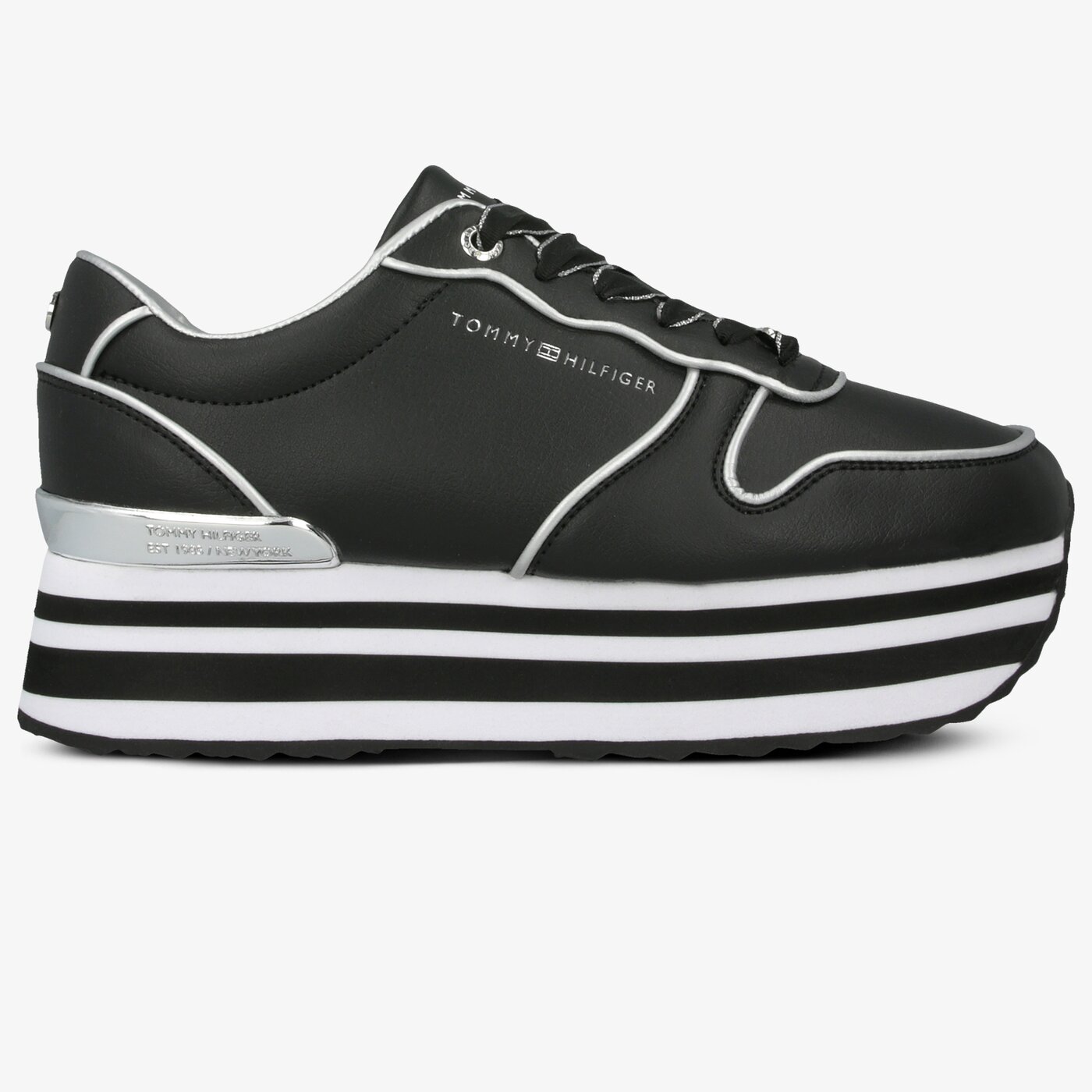 Damskie sneakersy (buty) TOMMY HILFIGER METALLIC FLATFORM SNEAKER fw0fw04699bds kolor czarny