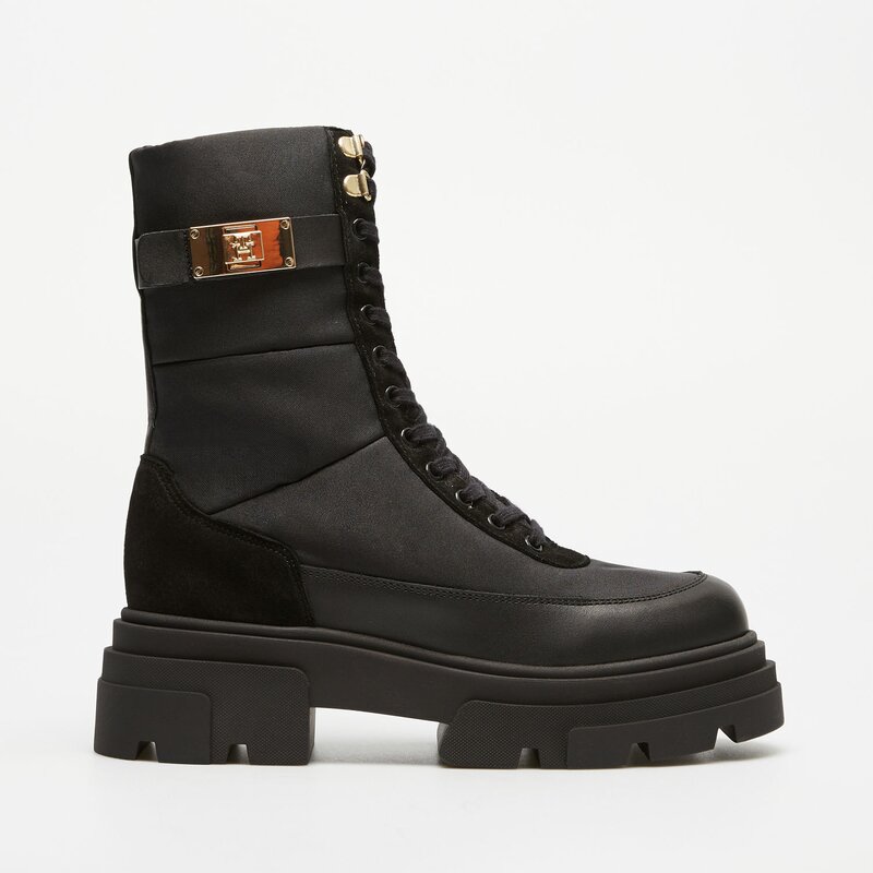 TOMMY HILFIGER BIKER LEATHER MIX LACE-UP