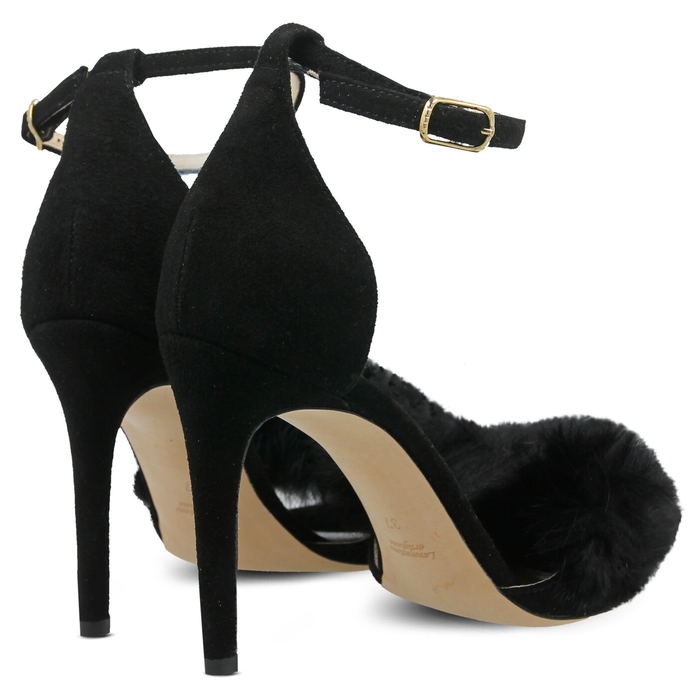 Damskie sandały SYMBIOSIS LISA FUR SANDALS CZARNE 1107002 kolor czarny