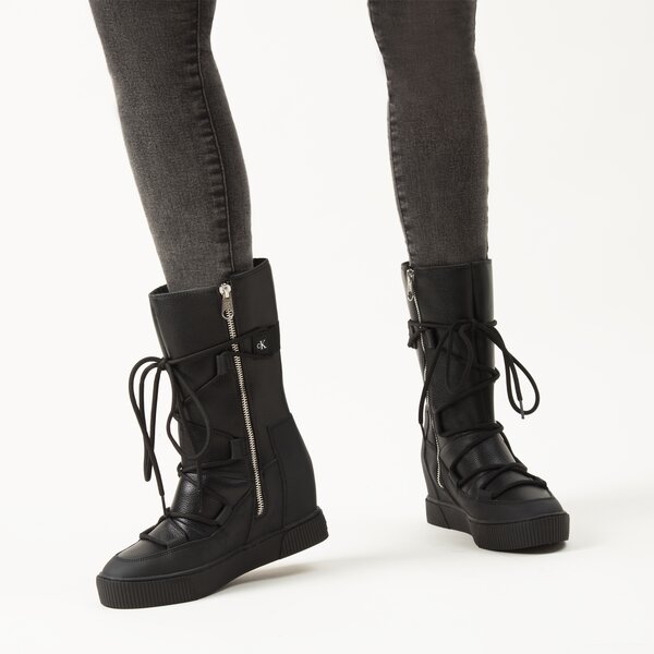 Damskie śniegowce CALVIN KLEIN HIDDEN WEDGE CUPSOLE SNOW BOOT yw0yw00772bds kolor czarny