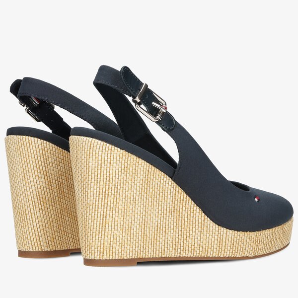 Damskie sandały TOMMY HILFIGER ICONIC ELENA SLING BACK WEDGE fw0fw04789dw5 kolor granatowy
