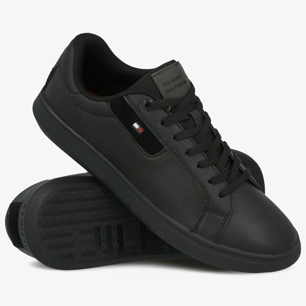 Męskie sneakersy (buty) TOMMY HILFIGER ESSENTIAL LEATHER CUPSOLE fm0fm02581bds kolor czarny