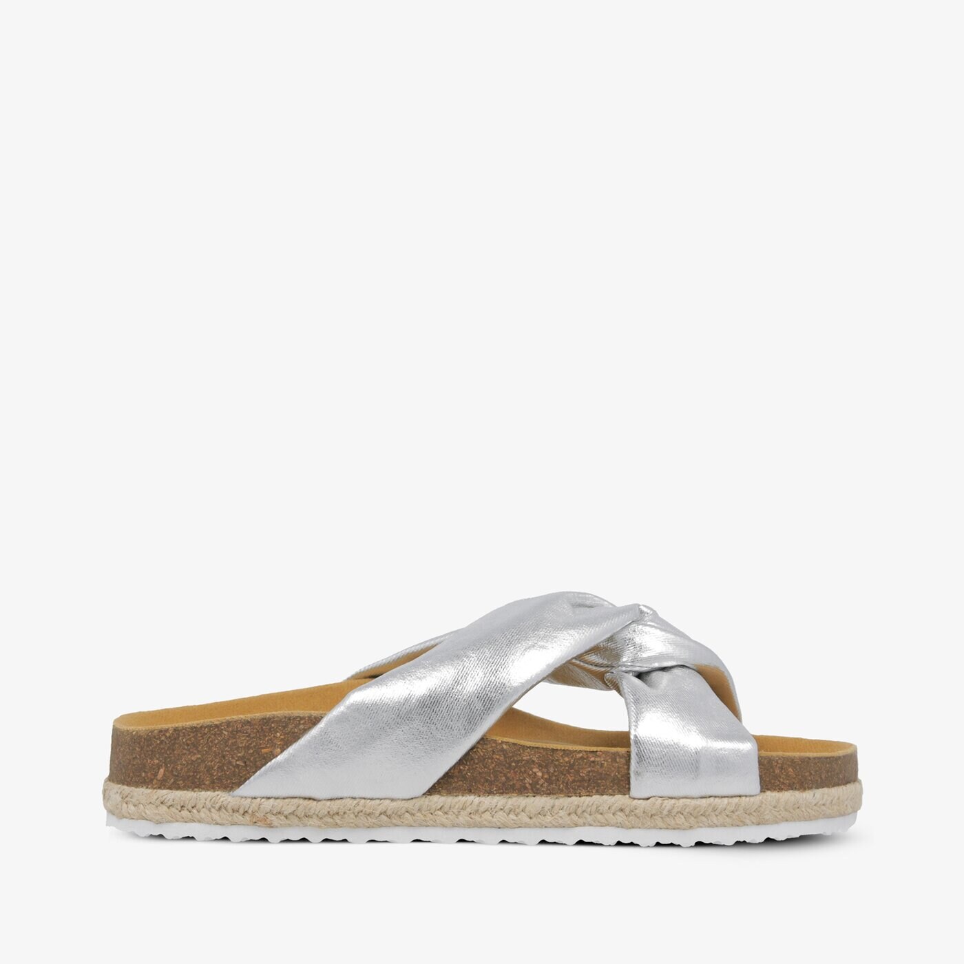 Damskie klapki PAEZ BIO SANDAL KNOT SILVER 1932769s8201-105 kolor srebrny