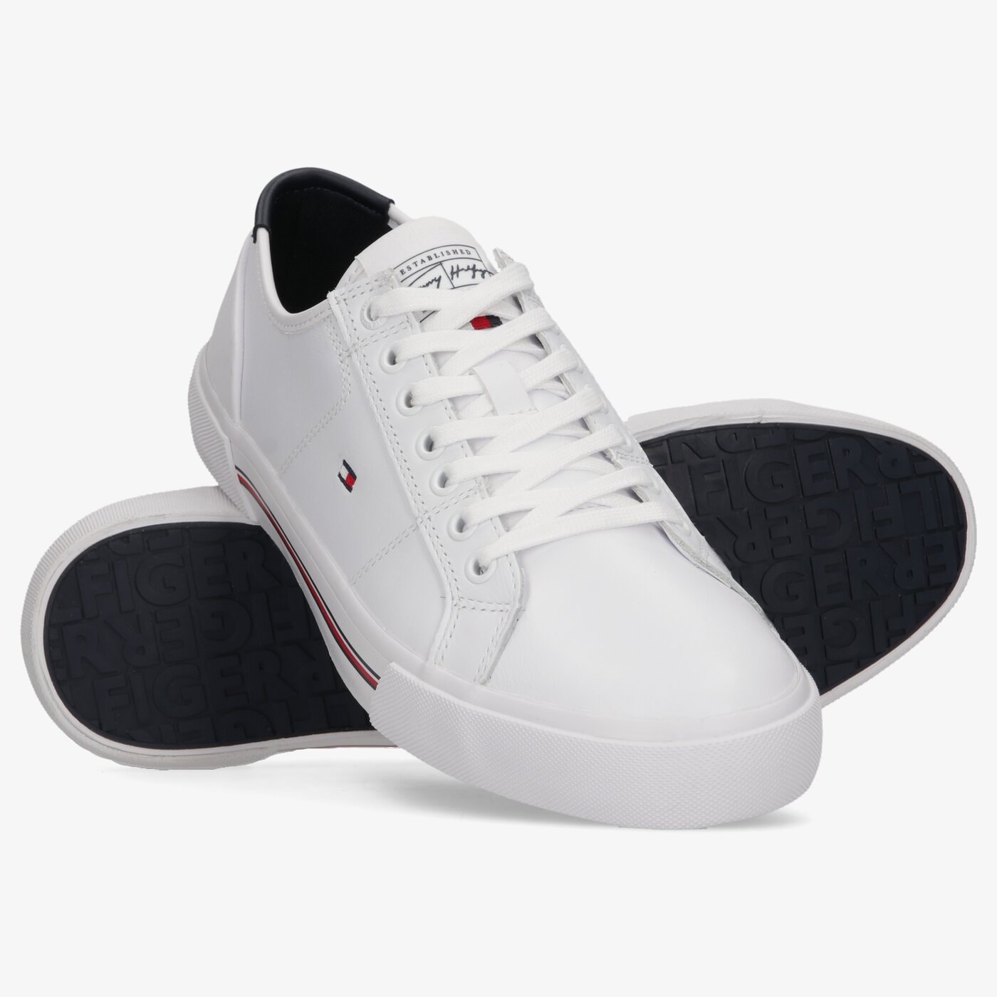 Męskie trampki TOMMY HILFIGER CORE CORPORATE LEATHER VULC fm0fm03999ybr kolor biały