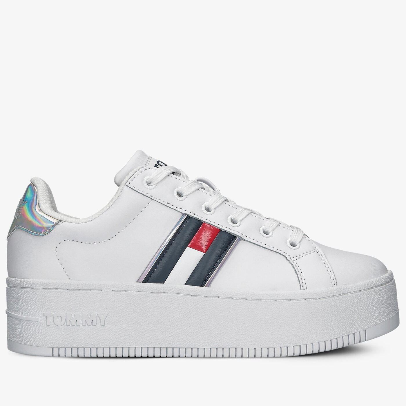 Damskie trampki TOMMY HILFIGER IRIDESCENT ICONIC SNEAKER en0en01353ybr kolor biały