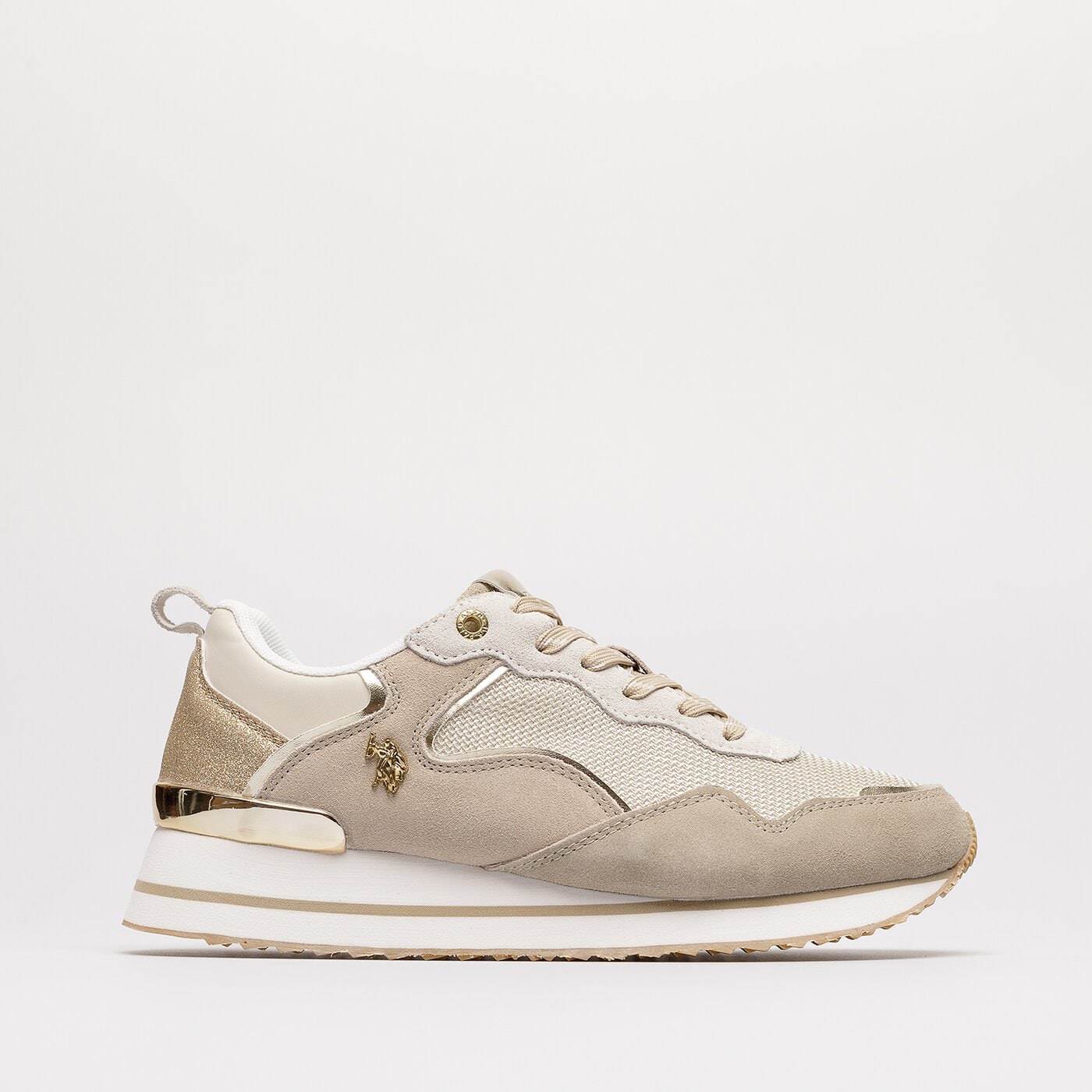 Damskie sneakersy (buty) U.S. POLO ASSN LAYLA layla001w/bei-gol02 kolor biały