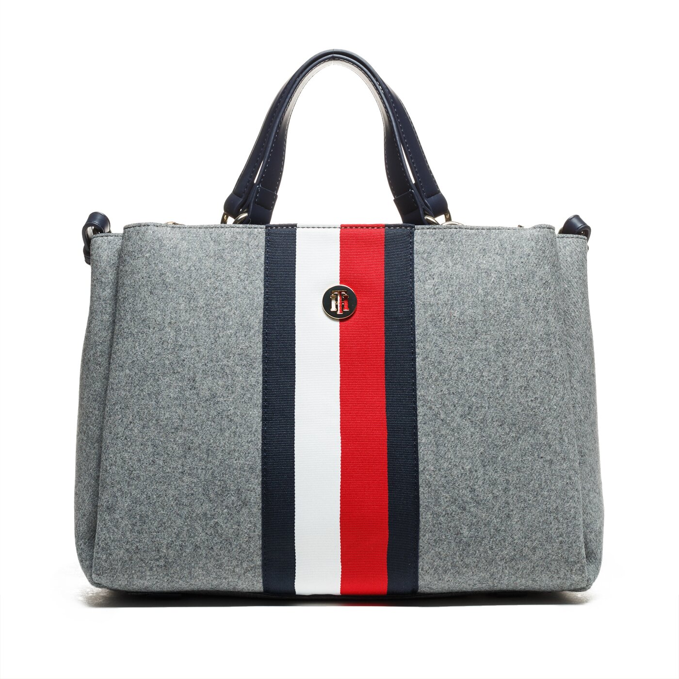 Damska torebka TOMMY HILFIGER TOREBKA EFFORTLESS TOMMY SM SATCHEL MLTN aw0aw06039901 kolor szary