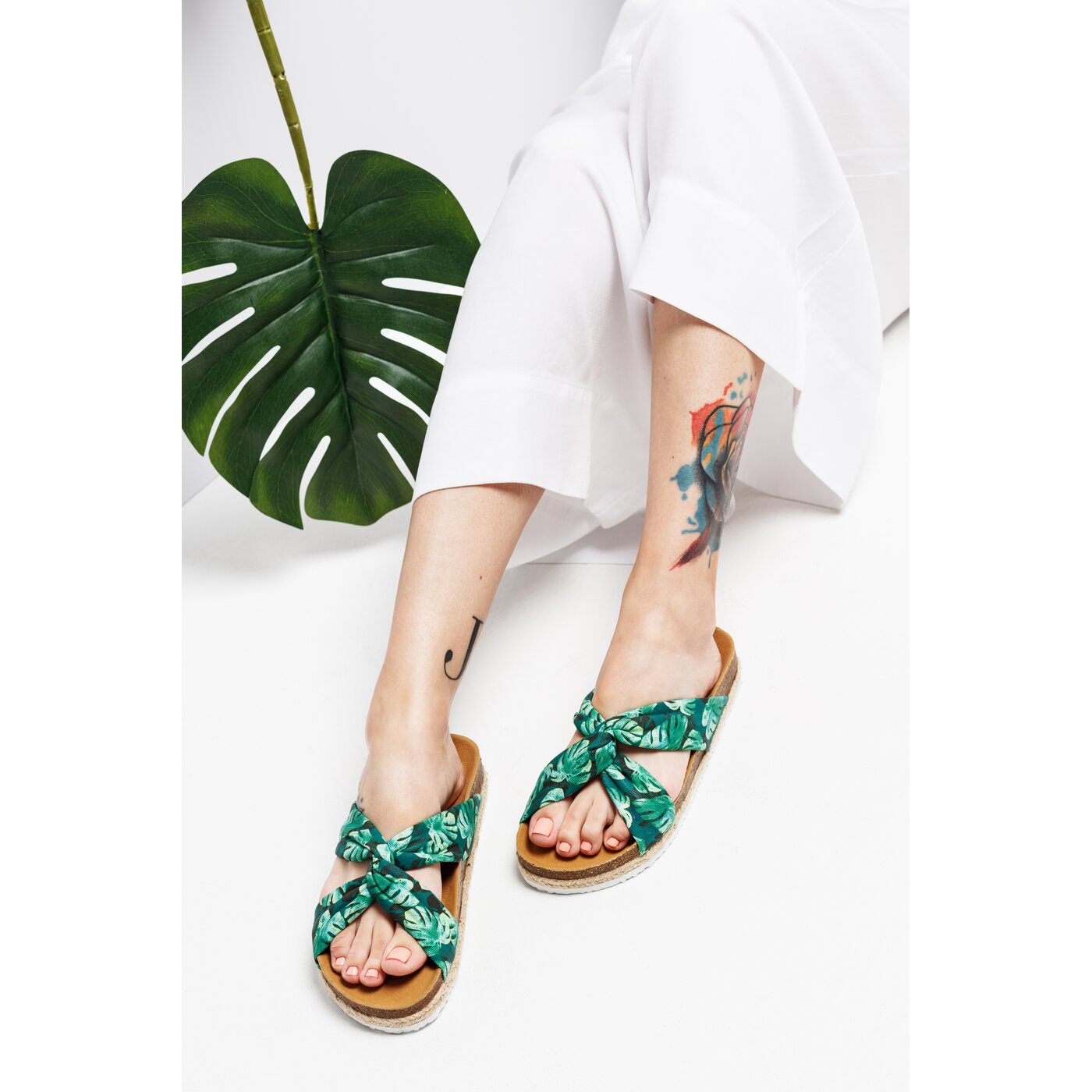 Damskie klapki PAEZ BIO SANDAL KNOT PALMS 1932769s0002-418 kolor zielony