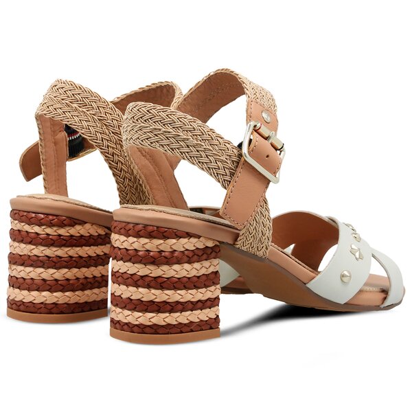 Damskie sandały TOMMY HILFIGER MID HEEL SANDAL STAR STUDS fw0fw02819121 kolor biały