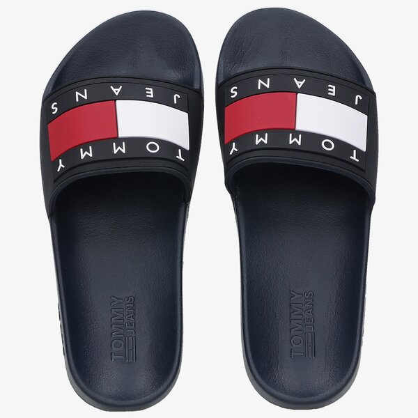 Damskie klapki TOMMY HILFIGER TOMMY JEANS FLAG POOL SLIDE en0en01378c87 kolor granatowy