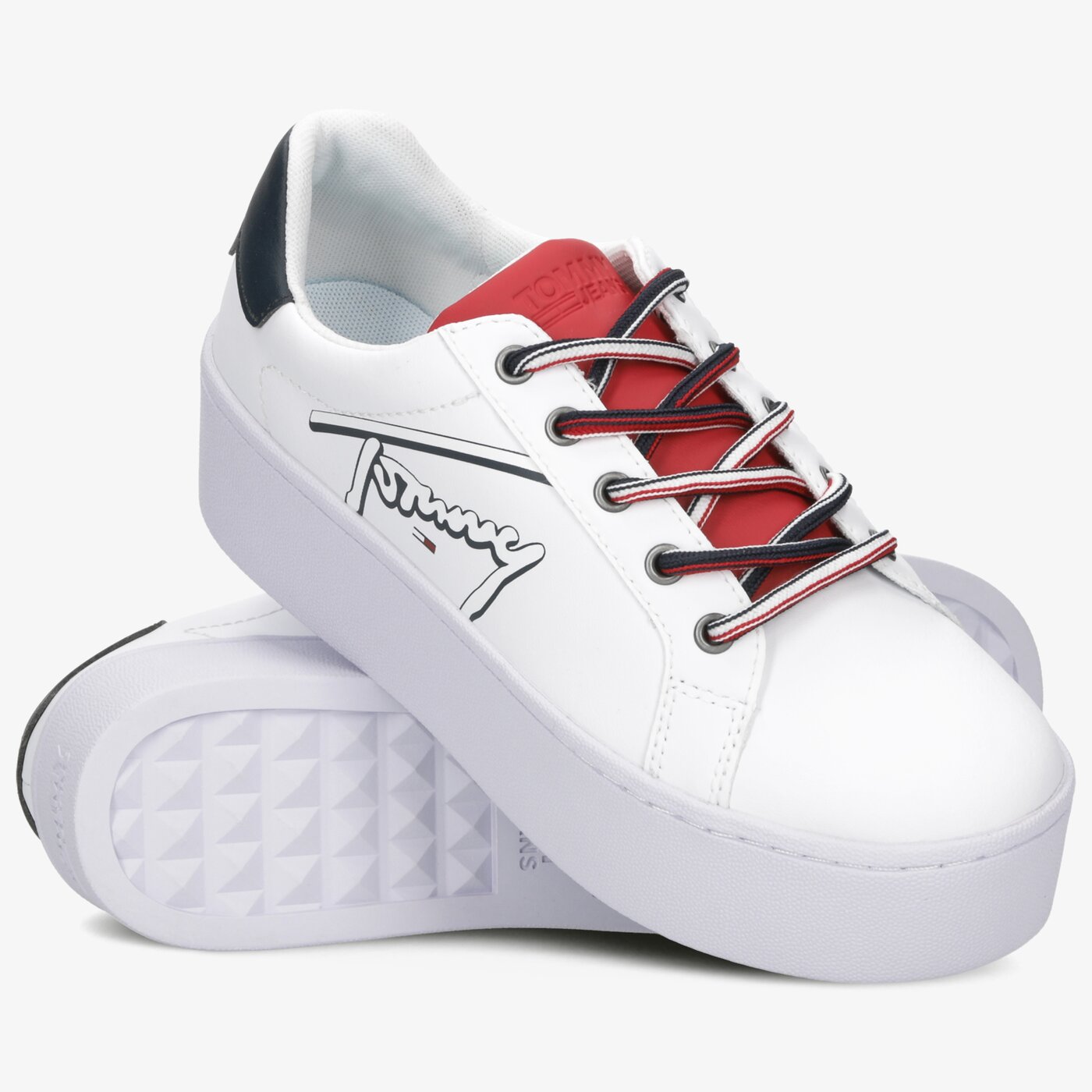Damskie trampki TOMMY HILFIGER TOMMY ICON SIGNATURE FLATFORM en0en006890k6 kolor biały