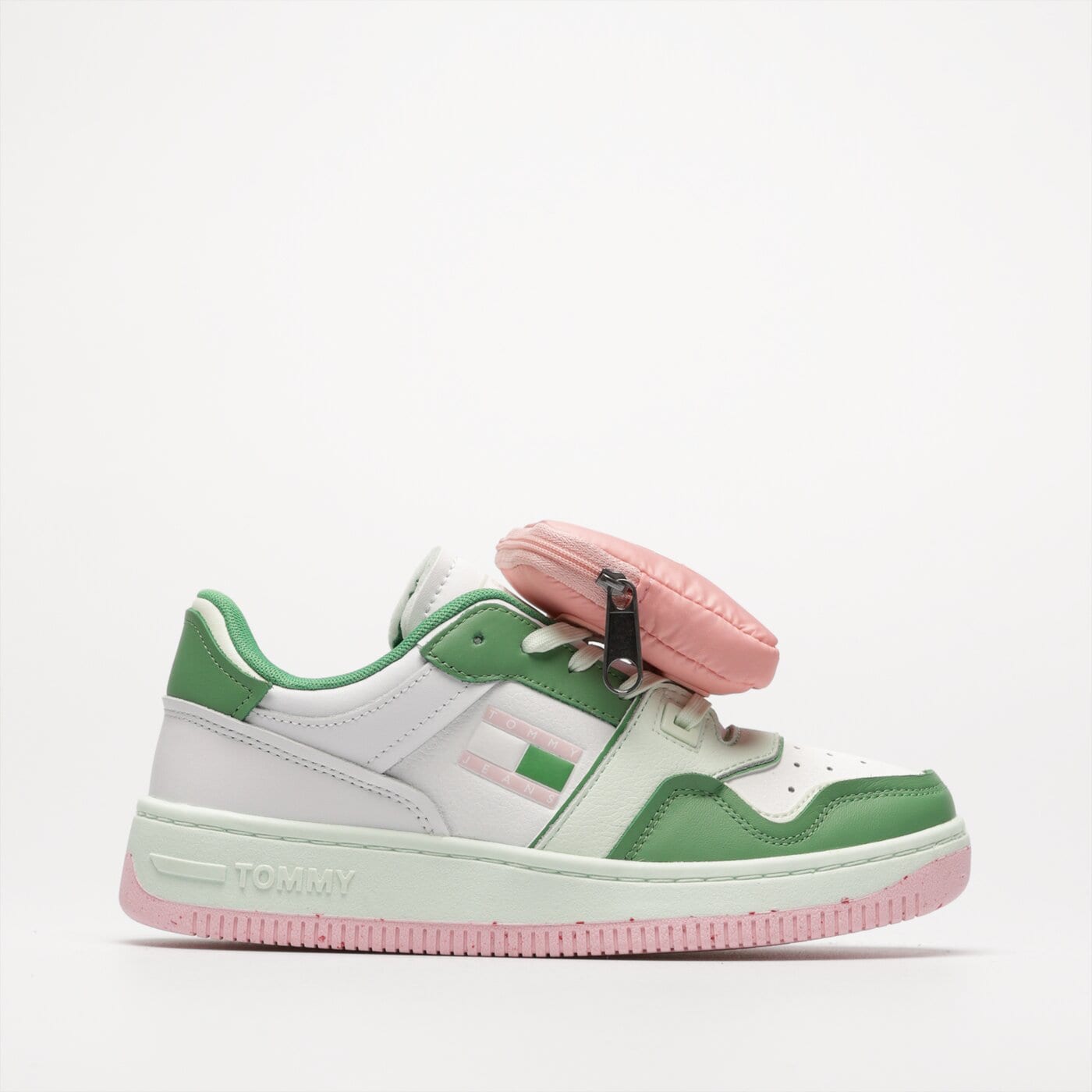 Damskie sneakersy (buty) TOMMY HILFIGER TOMMY JEANS RETRO BASKT LC SUSTA en0en02128lxw kolor zielony