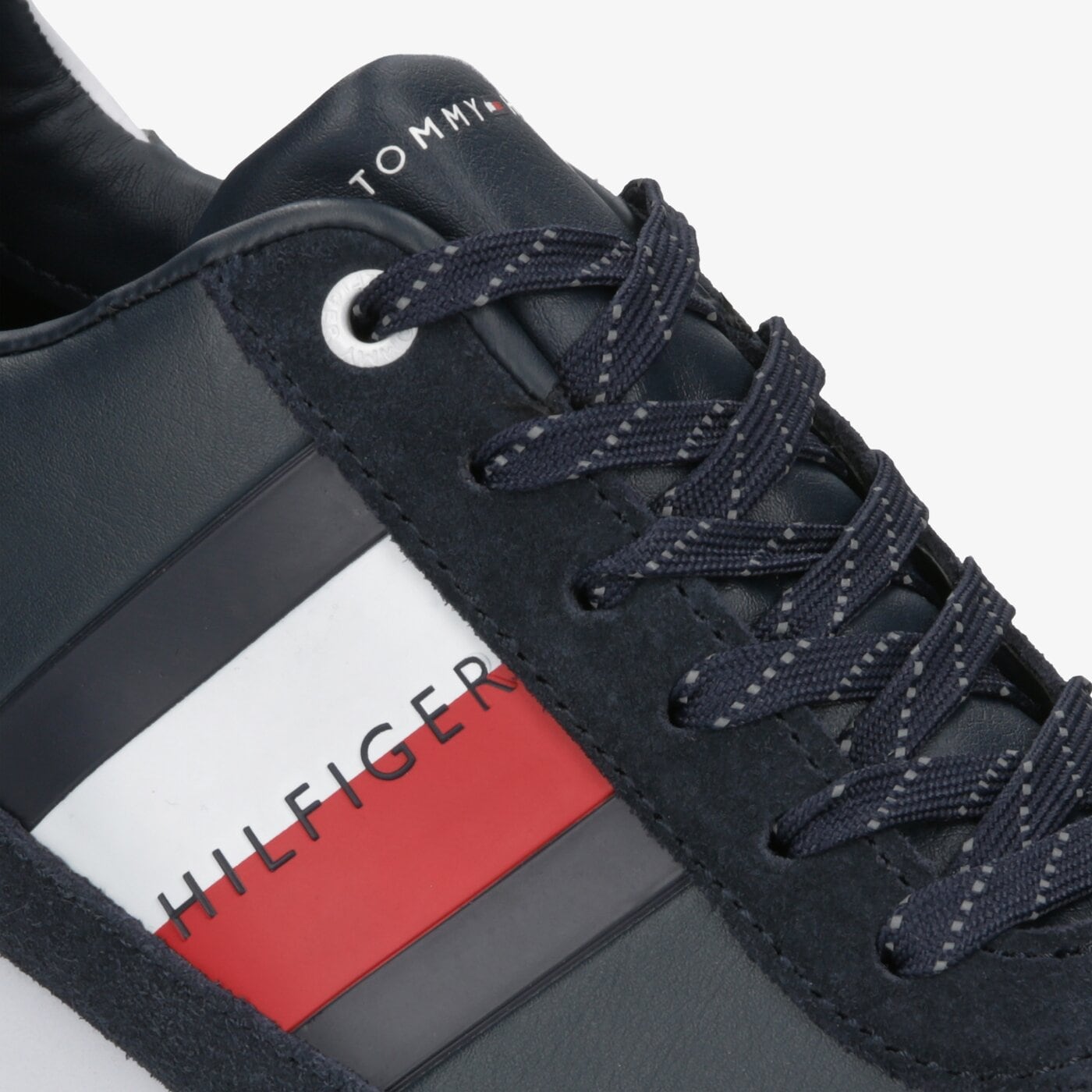 Męskie sneakersy (buty) TOMMY HILFIGER CORPORATE LEATHER FLAG RUNNER fm0fm02380403 kolor granatowy