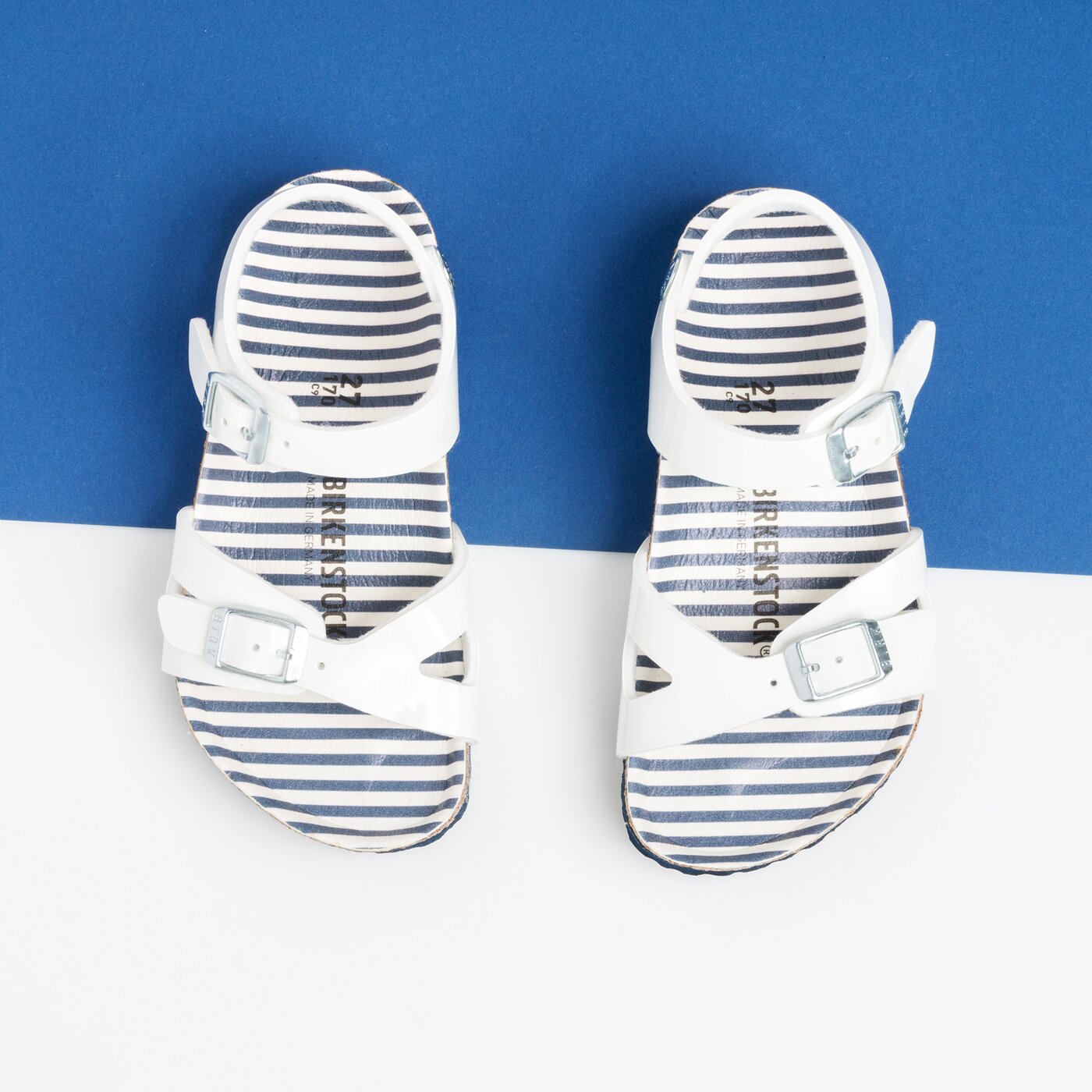 Dziecięce sandały / klapki BIRKENSTOCK RIO NAUTICAL STRIPES WHITE 1012717 kolor biały
