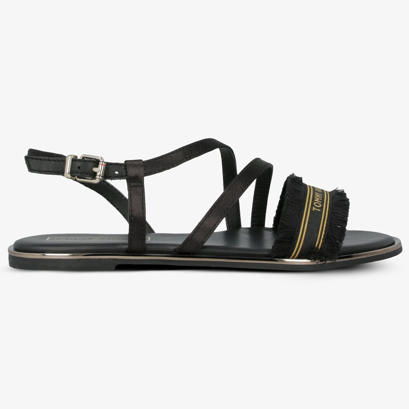Damskie sandały TOMMY HILFIGER FEMININE SATIN FLAT SANDAL fw0fw04162990 kolor czarny