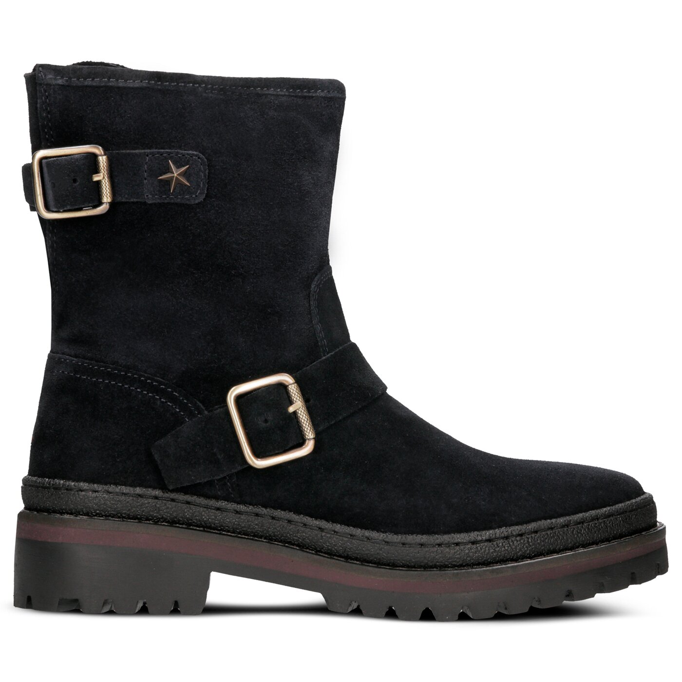 Damskie botki / sztyblety TOMMY HILFIGER BASIC BIKER BOOT SUEDE fw0fw03308403 kolor granatowy