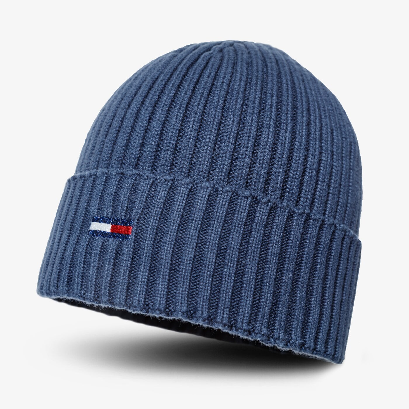 Damska czapka zimowa TOMMY HILFIGER CZAPKA TJW ESS FLAG BEANIE aw0aw10705c87 kolor granatowy