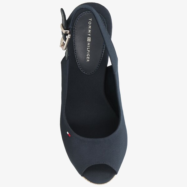 Damskie sandały TOMMY HILFIGER ICONIC ELENA SLING BACK WEDGE fw0fw04789dw5 kolor granatowy