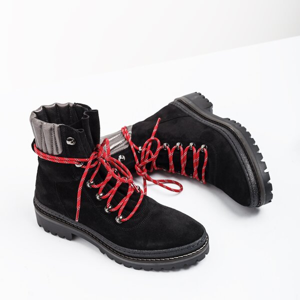 Damskie botki / sztyblety TOMMY HILFIGER MODERN HIKING BOOT SUEDE fw0fw03048990 kolor czarny